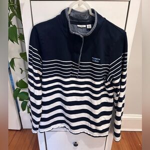 L.L. Bean women’s navy and white striped rugby pullover medium 100% cotton